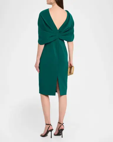 Aidan Mattox Twist-Front Cape Stretch Crepe Dress | Thumbnail 3 Aidan Mattox Twist-Front Cape Stretch Crepe Dress | Thumbnail 3