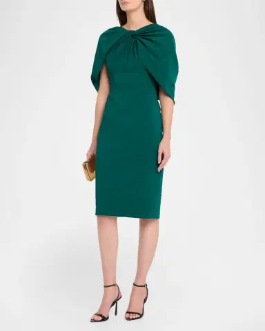 Aidan Mattox Twist-Front Cape Stretch Crepe Dress | Thumbnail 4 Aidan Mattox Twist-Front Cape Stretch Crepe Dress | Thumbnail 4