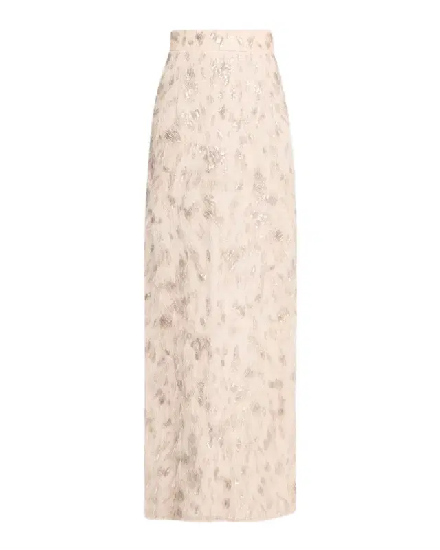 Brunello Cucinelli Animalier Sequin Feathered Skirt