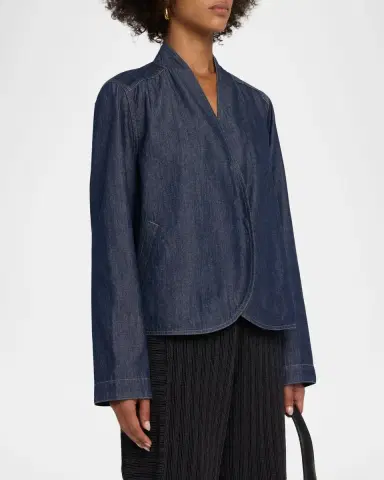 Eileen Fisher Curved Surplice Denim Jacket | Thumbnail 4