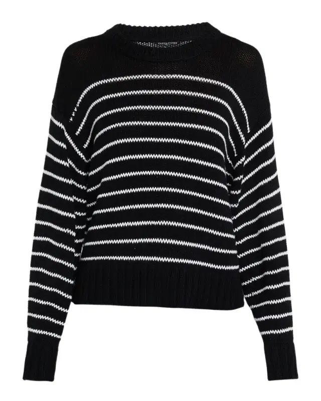 Eileen Fisher Striped Crewneck Organic Cotton Knit Sweater