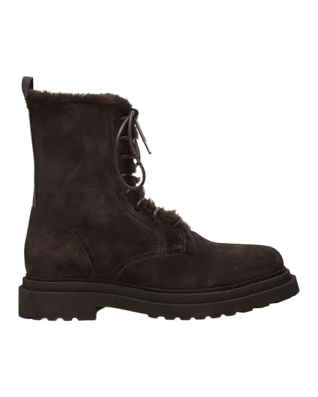 Brunello Cucinelli Monili-Trim Suede Ankle Boots