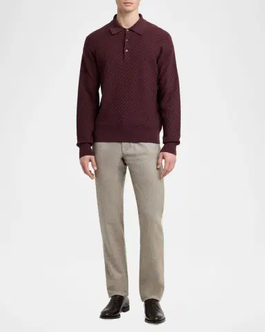 Brioni Men 's Cotton and Cashmere Jacquard Polo Sweater | Thumbnail 2 Brioni Men 's Cotton and Cashmere Jacquard Polo Sweater | Thumbnail 2