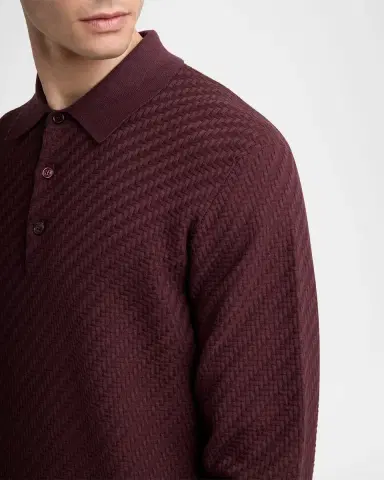 Brioni Men 's Cotton and Cashmere Jacquard Polo Sweater | Thumbnail 5 Brioni Men 's Cotton and Cashmere Jacquard Polo Sweater | Thumbnail 5