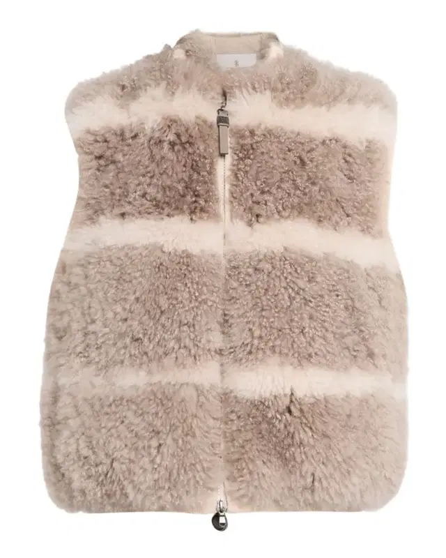 Brunello Cucinelli Striped Cashmere Goat Shearling Vest