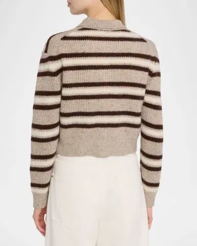 Brunello Cucinelli Cashmere-Blend Striped Collared Cardigan | Thumbnail 3