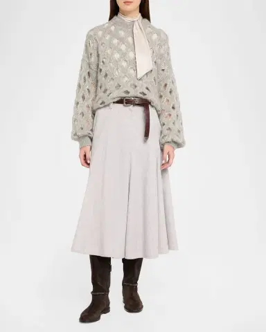 Brunello Cucinelli Mohair Diamante Openwork Sweater | Thumbnail 2