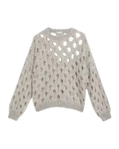 Brunello Cucinelli Mohair Diamante Openwork Sweater | Thumbnail 1