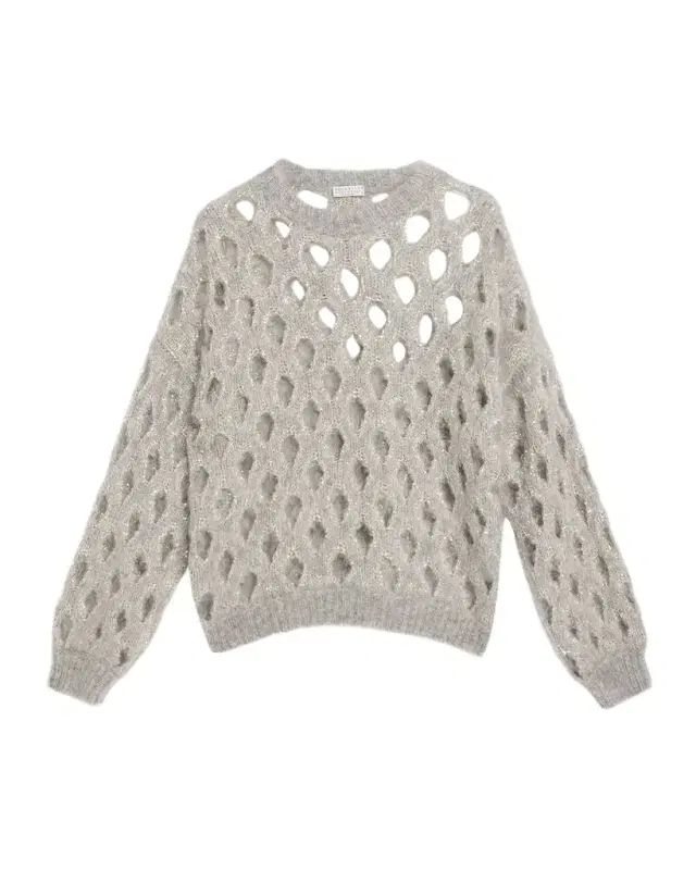 Brunello Cucinelli Mohair Diamante Openwork Sweater