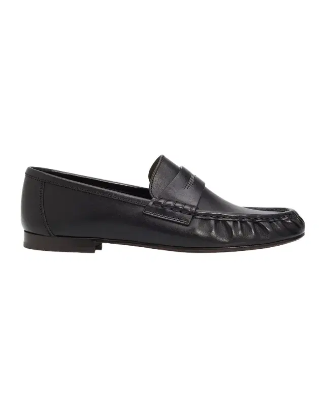 Brunello Cucinelli Cinched Leather Penny Loafers