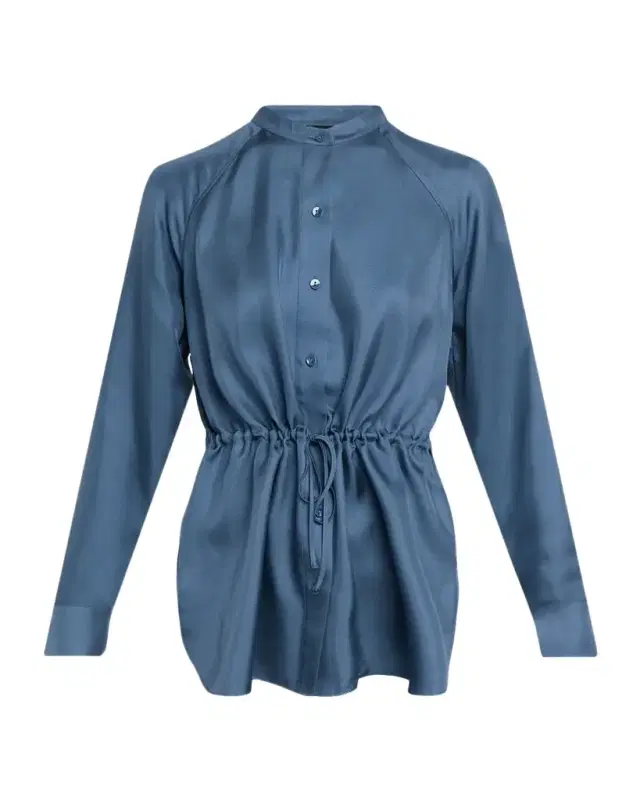 Eileen Fisher Drawstring Silk Twill Shirt