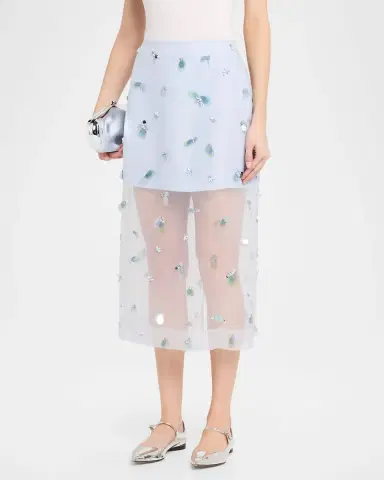 Simkhai Delilah Embellished Tulle Midi Skirt | Thumbnail 4 Simkhai Delilah Embellished Tulle Midi Skirt | Thumbnail 4