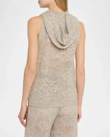 Brunello Cucinelli Dazzling Water Lillies Knit Hooded Vest | Thumbnail 3 Brunello Cucinelli Dazzling Water Lillies Knit Hooded Vest | Thumbnail 3