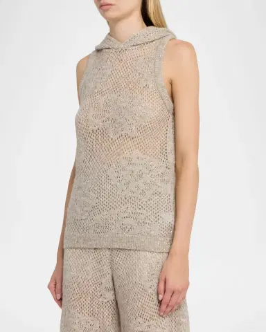Brunello Cucinelli Dazzling Water Lillies Knit Hooded Vest | Thumbnail 4 Brunello Cucinelli Dazzling Water Lillies Knit Hooded Vest | Thumbnail 4