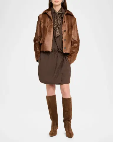 Brunello Cucinelli Fluid Wool Twill Drawstring Mini Dress | Thumbnail 2 Brunello Cucinelli Fluid Wool Twill Drawstring Mini Dress | Thumbnail 2