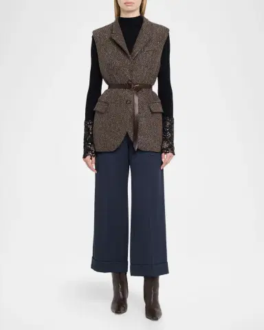 Brunello Cucinelli Fluid Wool Cuffed Pants | Thumbnail 2