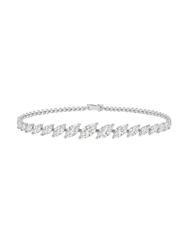 Wish Fine Jewelry 4.86ct Diamond 18K Gold Pear Graduated Tennis Bracelet