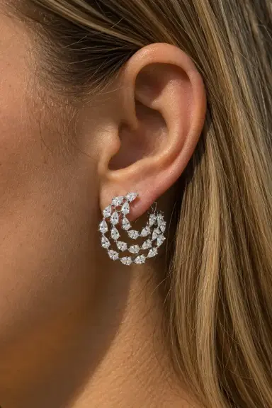 Wish Fine Jewelry 6.90ct Diamond 18K Gold Statement Curved Earrings | Thumbnail 2 Wish Fine Jewelry 6.90ct Diamond 18K Gold Statement Curved Earrings | Thumbnail 2
