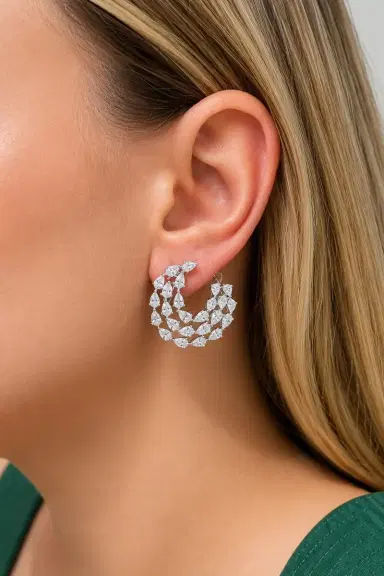 Wish Fine Jewelry 6.90ct Diamond 18K Gold Statement Curved Earrings | Thumbnail 3 Wish Fine Jewelry 6.90ct Diamond 18K Gold Statement Curved Earrings | Thumbnail 3
