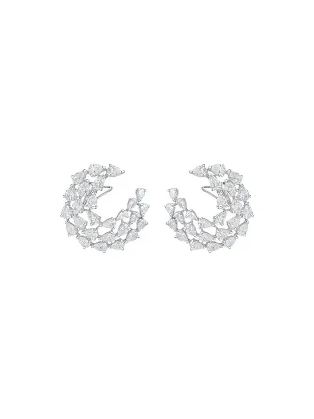 Wish Fine Jewelry 6.90ct Diamond 18K Gold Statement Curved Earrings