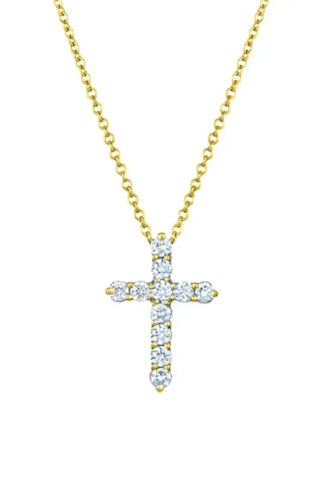 KWIAT Diamond Cross Pendant Necklace - 0.9ctw - Yellow Gold