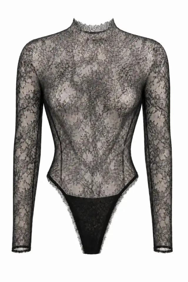 LaQuan Smith Long Sleeve Bodysuit with Open Back