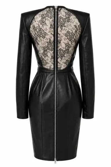 LaQuan Smith Seamed Midi Dress with Lace Inserts | Thumbnail 2 LaQuan Smith Seamed Midi Dress with Lace Inserts | Thumbnail 2