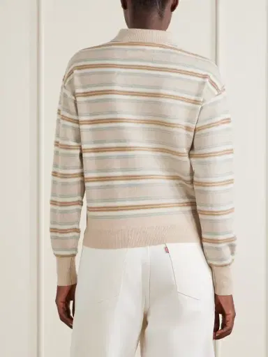 Guest In Residence Collegiate Striped Cashmere Polo Sweater | Thumbnail 4