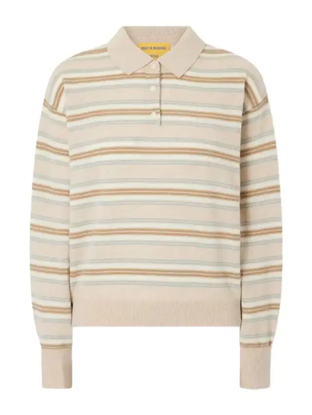 Collegiate Striped Cashmere Polo Sweater