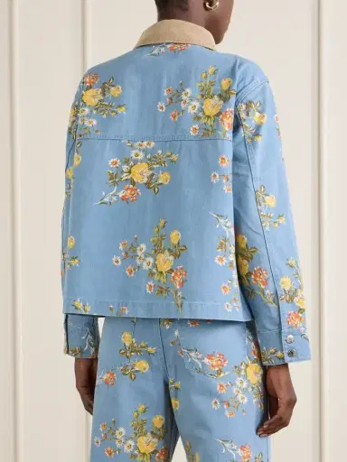 Veronica Beard Leighton Corduroy-trimmed Floral-print Denim Jacket | Thumbnail 3