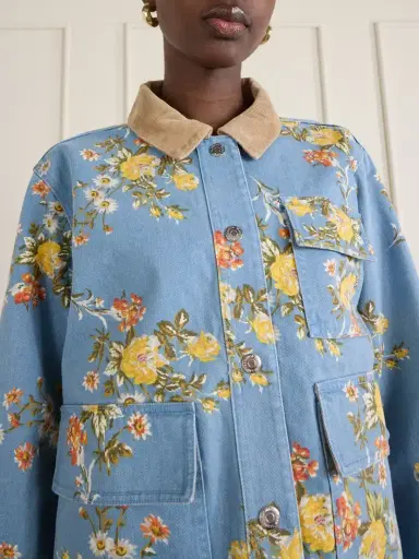 Veronica Beard Leighton Corduroy-trimmed Floral-print Denim Jacket | Thumbnail 4