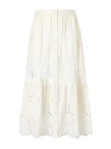Miguelina Carolina Guipure Lace-trimmed Cotton-blend Maxi Skirt | Thumbnail 1