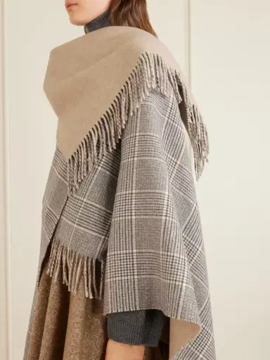 Brunello Cucinelli Fringed Prince-of-wales Checked Cashmere Wrap | Thumbnail 3 Brunello Cucinelli Fringed Prince-of-wales Checked Cashmere Wrap | Thumbnail 3