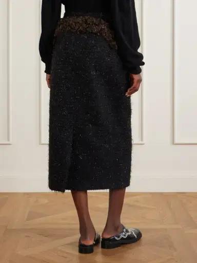 Simone Rocha Shearling-trimmed Metallic-tweed Midi Skirt | Thumbnail 4