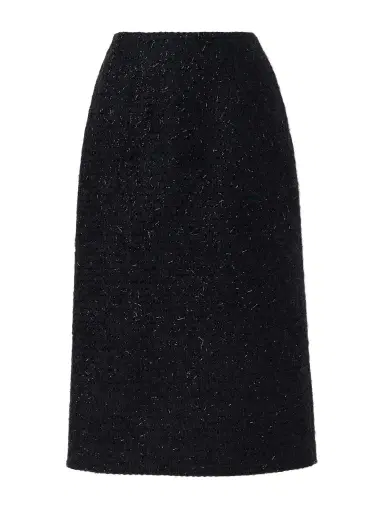 Simone Rocha Shearling-trimmed Metallic-tweed Midi Skirt | Thumbnail 1
