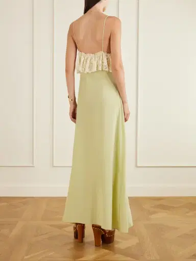 Chloé Lace-trimmed Silk-crepe De Chine Maxi Dress | Thumbnail 3 Chloé Lace-trimmed Silk-crepe De Chine Maxi Dress | Thumbnail 3