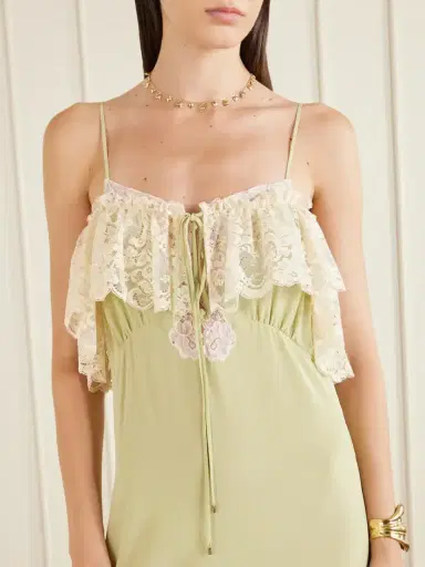Chloé Lace-trimmed Silk-crepe De Chine Maxi Dress | Thumbnail 4 Chloé Lace-trimmed Silk-crepe De Chine Maxi Dress | Thumbnail 4