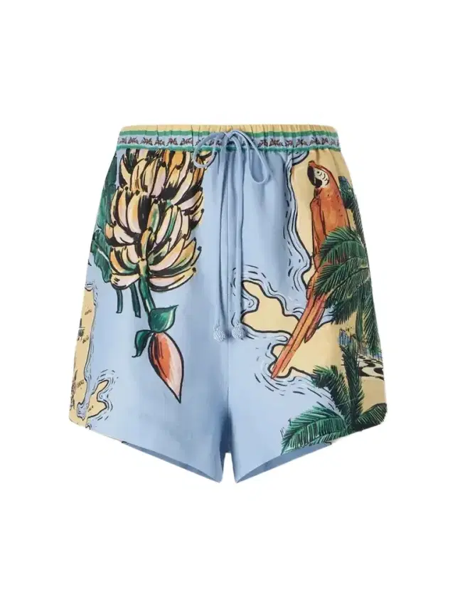 Farm Rio Beaches Path Printed Linen-blend Shorts