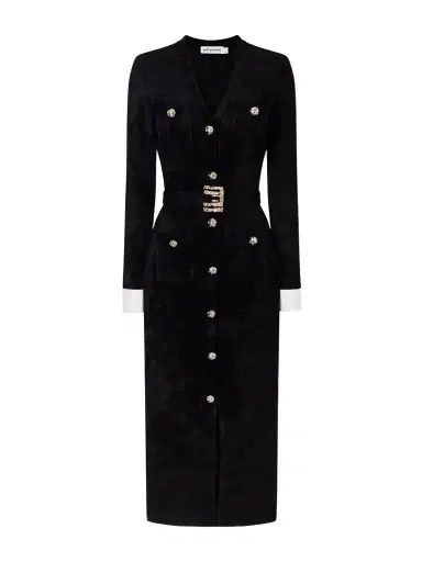 Self-Portrait Belted Chenille Midi Dress | Thumbnail 1
