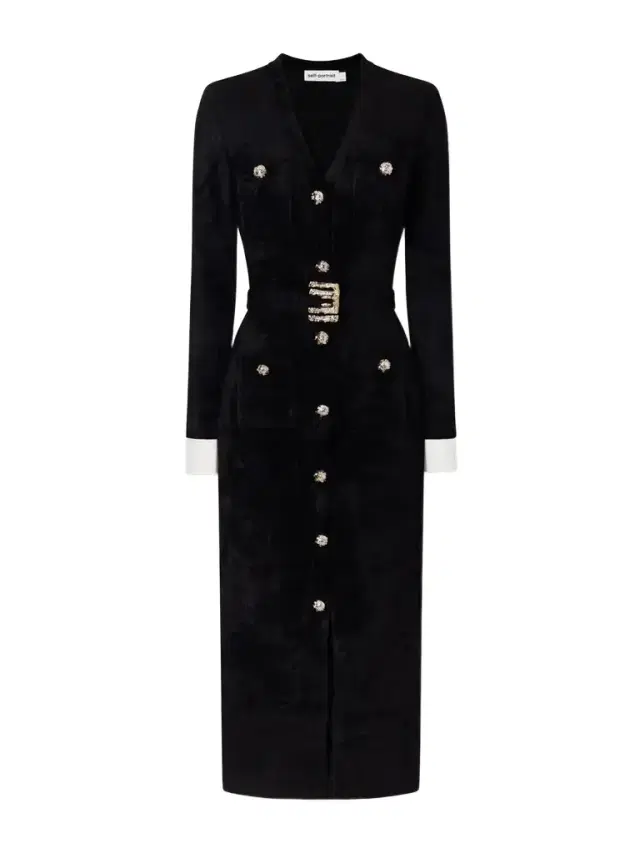 Self-Portrait Belted Chenille Midi Dress