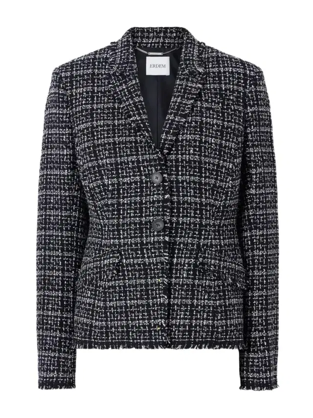 Erdem Fitted Single-breasted Cotton-blend Tweed Blazer