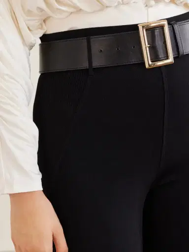Self-Portrait Belted Stretch-jersey Stirrup Leggings | Thumbnail 5