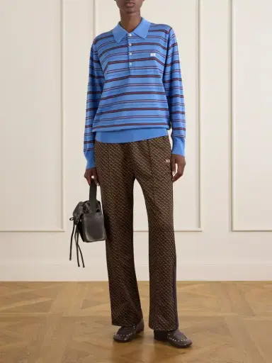 Wales Bonner Striped Wool And Cotton Polo Shirt | Thumbnail 2 Wales Bonner Striped Wool And Cotton Polo Shirt | Thumbnail 2