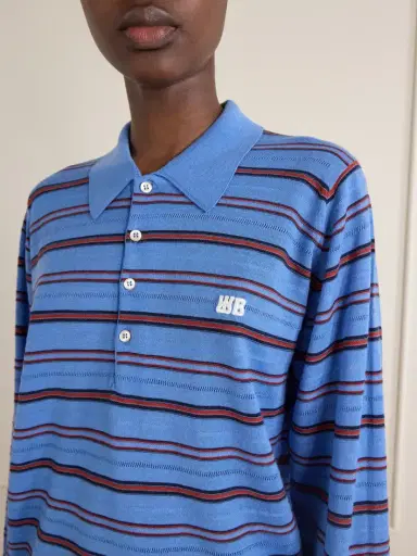 Wales Bonner Striped Wool And Cotton Polo Shirt | Thumbnail 5 Wales Bonner Striped Wool And Cotton Polo Shirt | Thumbnail 5