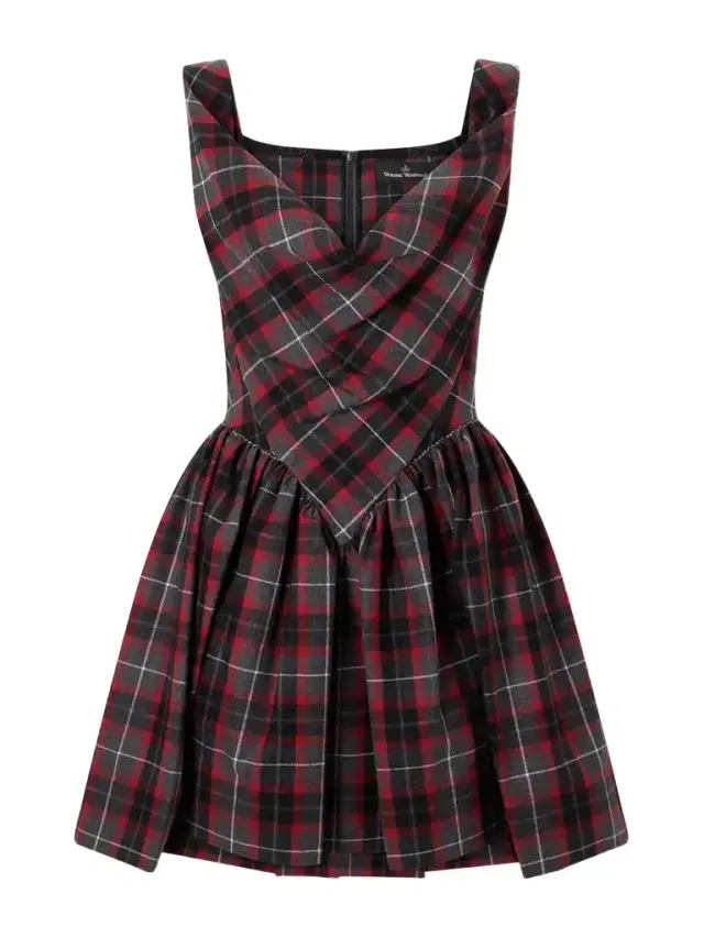 Vivienne Westwood Sunday Draped Checked Wool-blend Mini Dress