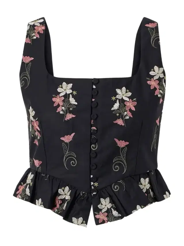 Agua by Agua Bendita Eslabón Noche Floral-embroidered Cotton Cropped Top