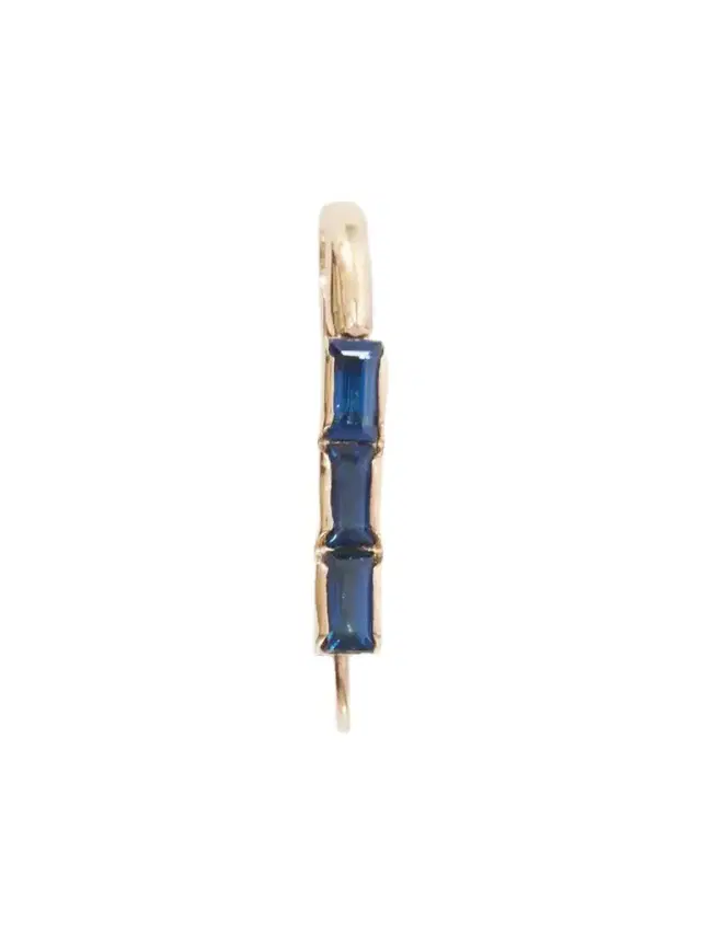 Loren Stewart Safety Pin 14-karat Gold And Sapphires Earring