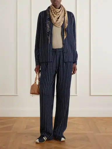 Guest In Residence Pinstriped Cotton And Silk-blend Shirt Cardigan | Thumbnail 2