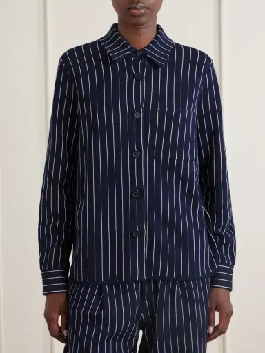 Guest In Residence Pinstriped Cotton And Silk-blend Shirt Cardigan | Thumbnail 3