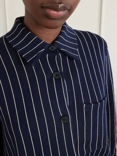 Guest In Residence Pinstriped Cotton And Silk-blend Shirt Cardigan | Thumbnail 5